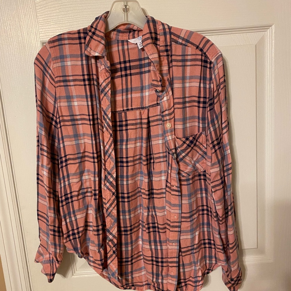 Pink, blue & white flannel